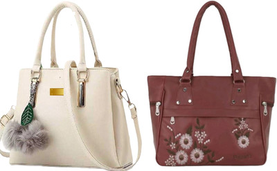the monaina ceapt Women White, Brown Shoulder Bag(Pack of: 2)