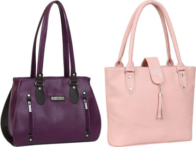 Lazzaroo Women Purple, Pink Shoulder Bag(Pack of: 2)