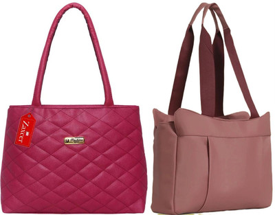 Reprox Women Maroon, Pink Hand-held Bag(Pack of: 2)