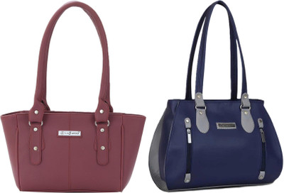 Lazzaroo Women Maroon, Blue Shoulder Bag(Pack of: 2)