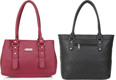 Lazzaroo Women Red, Black Shoulder Bag(Pack of: 2)