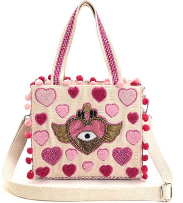 Boho Girl Women Pink, Beige Tote
