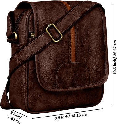Shreeji Brown Sling Bag Brown Stylish Faux Leather Cross Body Sling Bag For Men SL02