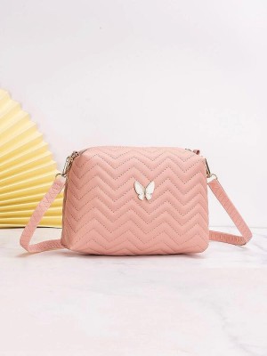 LIKE STYLE Pink Sling Bag Embroidered Sling Bag