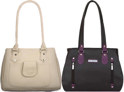 Lazzaroo Women Beige, Multicolor Shoulder Bag(Pack of: 2)