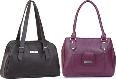 Lazzaroo Women Brown, Purple Shoulder Bag(Pack of: 2)