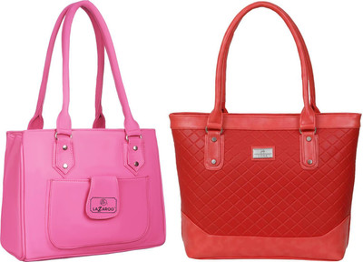 Lazzaroo Women Pink, Red Shoulder Bag(Pack of: 2)