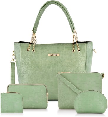 LaFille Women Green Hand-held Bag(Pack of: 5)