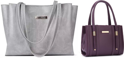 Trendycraft Women Grey, Purple Shoulder Bag(Pack of: 2)