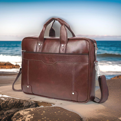 JairaJ hand Messenger laptop Bag Men & Women - Extra Spacious Synthetic Leather Waterproof Messenger Bag(Brown, 1299 L)