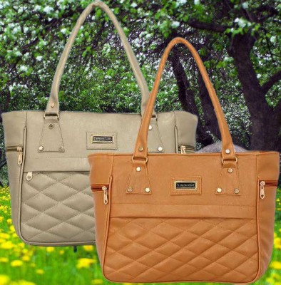 house of common Women Beige, Brown Handbag(Pack of: 2)