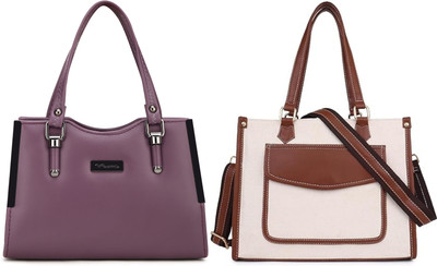 Trendycraft Women White, Purple Messenger Bag(Pack of: 2)