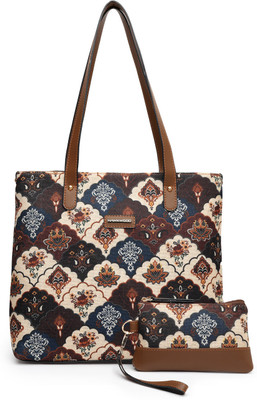 HAWKWOOD Women Brown, White Tote