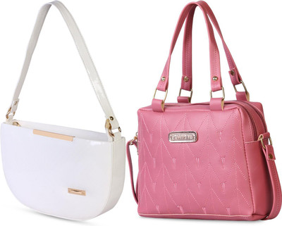 MSK Collection Women White, Pink Messenger Bag(Pack of: 2)