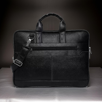 JairaJ Unisex Synthetic Leather Laptop Shoulder Messenger Bag men women Waterproof Messenger Bag(Black, 742 L)