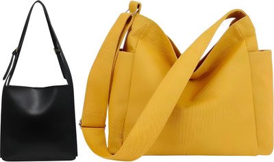 Trendycraft Women Yellow, Black Tote(Pack of: 2)