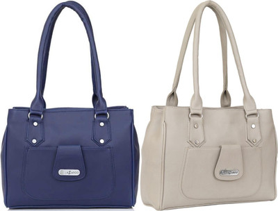 Lazzaroo Women Blue, White Shoulder Bag(Pack of: 2)