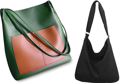 Trendycraft Women Black, Green Sling Bag(Pack of: 2)