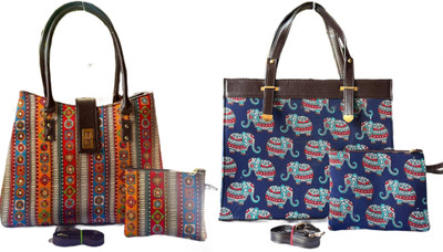 CRAFTWELL Women Multicolor Tote(Pack of: 2)