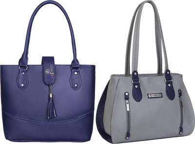 Lazzaroo Women Blue, Grey Shoulder Bag(Pack of: 2)
