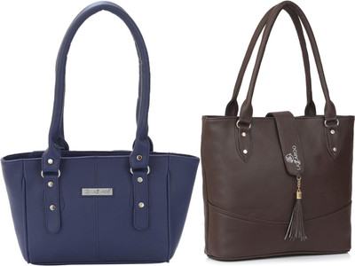 Lazzaroo Women Blue, Brown Shoulder Bag(Pack of: 2)