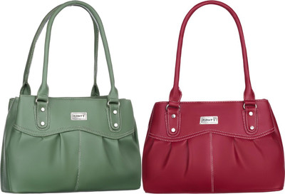 Ronty Women Maroon, Green Sling Bag