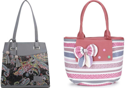 ARNLC Women Grey, Maroon Handbag