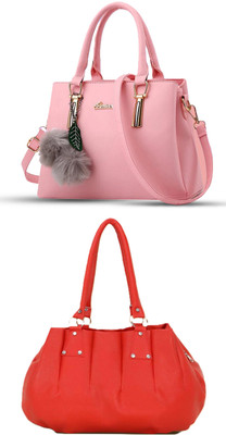 Plama Women Pink, White Handbag