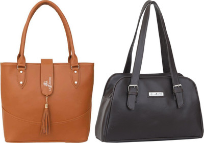 Lazzaroo Women Tan, Brown Shoulder Bag(Pack of: 2)