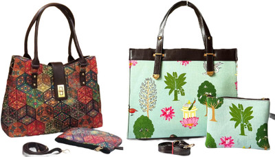 CRAFTWELL Women Multicolor Tote(Pack of: 2)