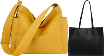 Trendycraft Women Yellow, Black Shoulder Bag(Pack of: 2)