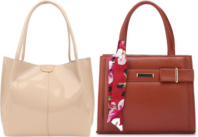 Trendycraft Women Tan, Beige Handbag(Pack of: 2)