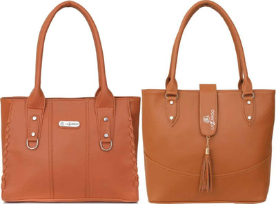 Lazzaroo Women Tan, Tan Shoulder Bag(Pack of: 2)
