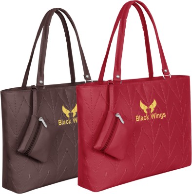 Black Wings Women Brown, Maroon Shoulder Bag(Pack of: 2)