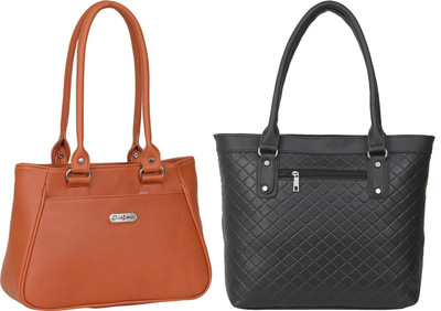 Lazzaroo Women Tan, Black Shoulder Bag(Pack of: 2)
