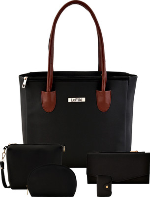LaFille Women Black Hand-held Bag(Pack of: 5)