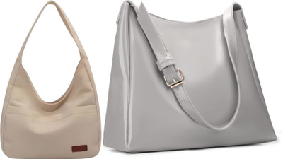 Trendycraft Women Grey, White Shoulder Bag(Pack of: 2)