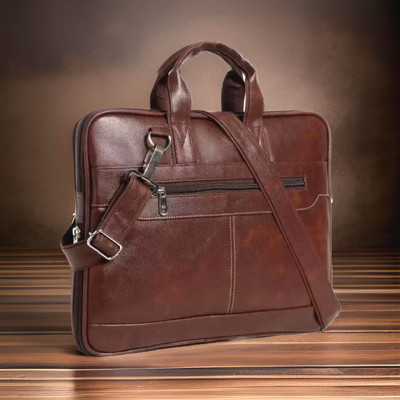 JairaJ laptop bag Synthetic Leather hand Messenger Bag men women Waterproof Messenger Bag(Brown, 270 L)