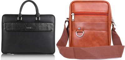 CIMONI Men Black, Tan Messenger Bag(Pack of: 2)