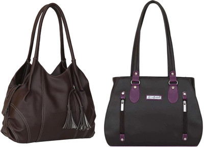 Lazzaroo Women Brown, Multicolor Shoulder Bag(Pack of: 2)