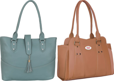 semiize Women Tan, Green Shoulder Bag(Pack of: 2)