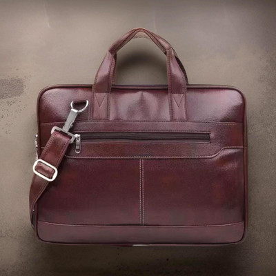 JairaJ Unisex Synthetic Leather Laptop Shoulder Messenger Bag men women Waterproof Messenger Bag(Brown, 687 L)