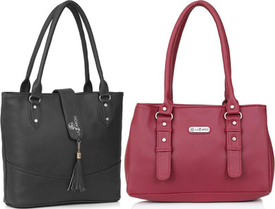 Lazzaroo Women Black, Red Shoulder Bag(Pack of: 2)