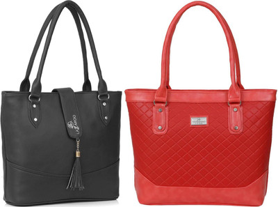 Lazzaroo Women Black, Red Shoulder Bag(Pack of: 2)