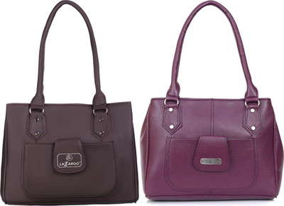 Lazzaroo Women Brown, Purple Shoulder Bag(Pack of: 2)