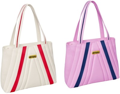 nf fashion Women White, Pink Handbag(Pack of: 2)