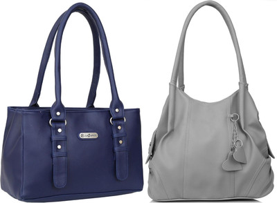Lazzaroo Women Blue, Grey Shoulder Bag(Pack of: 2)