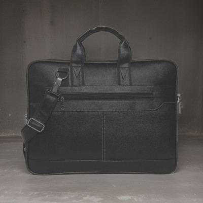 JairaJ Unisex Synthetic Leather Laptop Shoulder Messenger Bag men women Waterproof Messenger Bag(Black, 331 L)