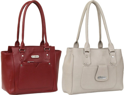 Lazzaroo Women Maroon, White Shoulder Bag(Pack of: 2)