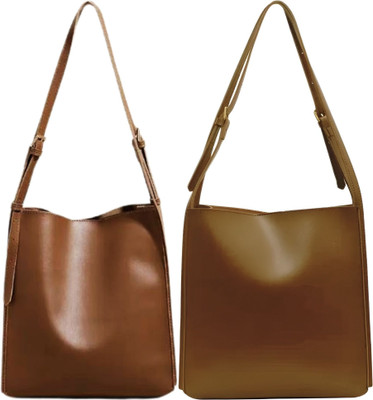 Trendycraft Women Brown, Beige Shoulder Bag(Pack of: 2)